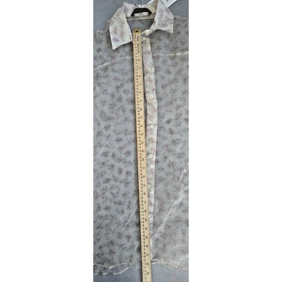 Zara XS Sheer Floral Organza Button-Up Blouse NWT Lightweight Dressy Top - Picture 10 of 16